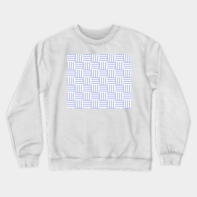 Blue and White Geometric Lines Crewneck Sweatshirt by timegraf